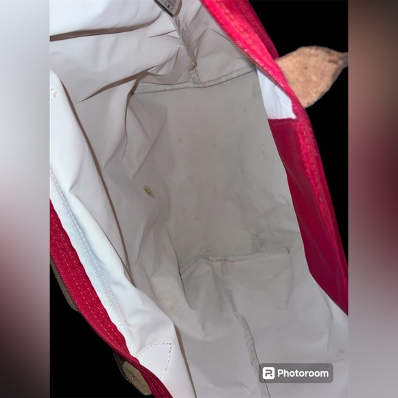 EUC Longchamp Le Pliage Long Handle Large Tote RED - Picture 10 of 13